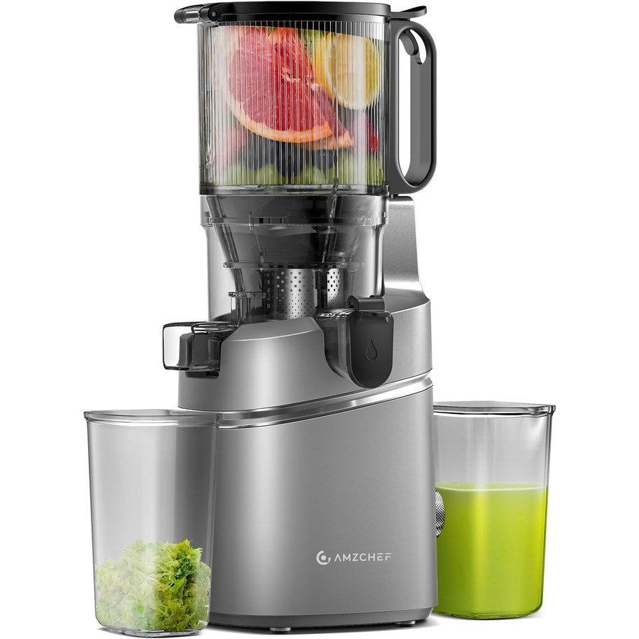 AMZCHEF Slow Juicer 2 L, 136 mm feed chute, quiet